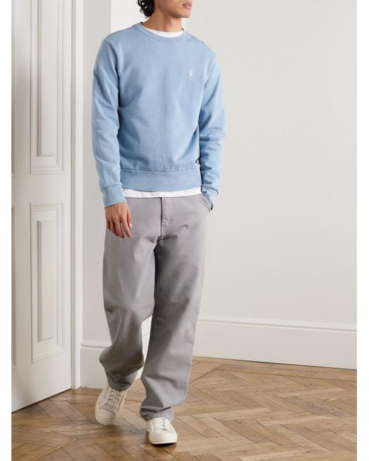Polo Ralph Lauren Blue Logo-embroidered Cotton-blend Jersey Sweater for men