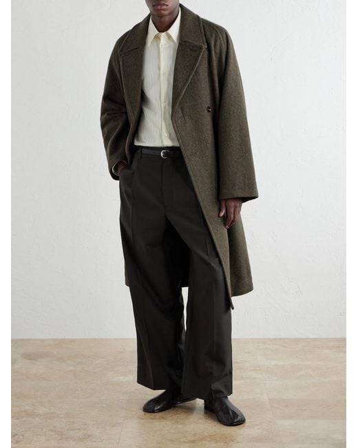 Lemaire Brown Double-Breasted Wool And Alpaca-Blend Felt Coat for men