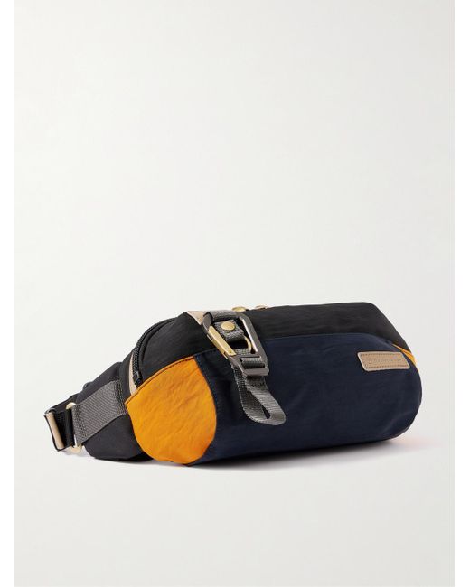 Link Leather-Trimmed Nylon-Twill Belt Bag di Master Piece in Blue da Uomo