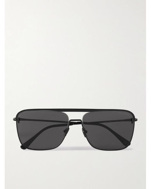 Tom Ford Black Aviator-style Metal And Acetate Sunglasses for men