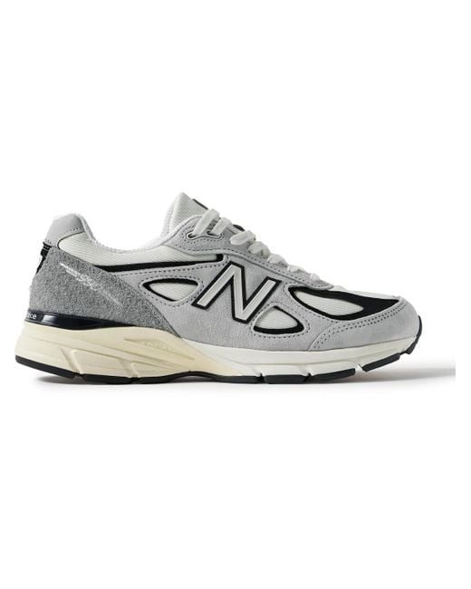 New Balance Gray 990v4 Leather-trimmed Suede And Mesh Sneakers for men