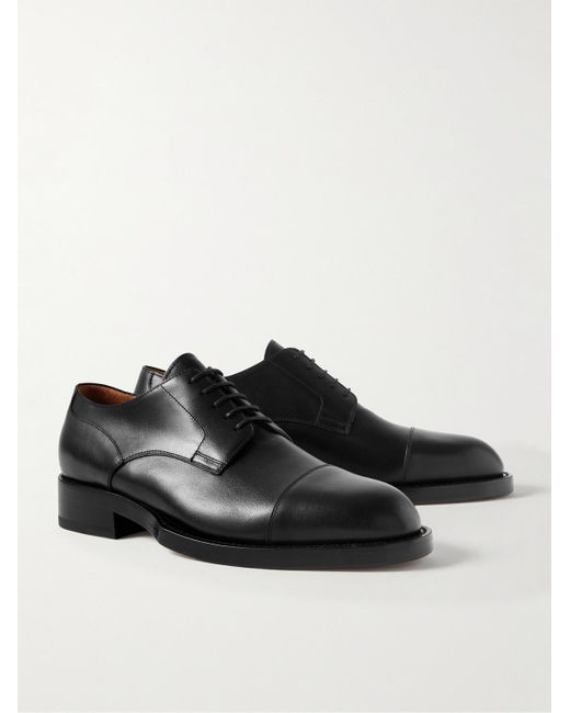 Dries Van Noten Black Cap-toe Leather Oxford Shoes for men