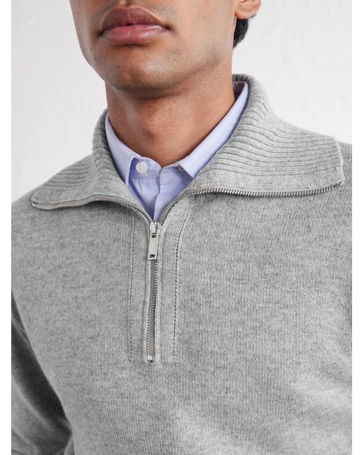 Slowear Gray Zanone Slim-Fit Cashmere Half Zip-Up Sweater for men