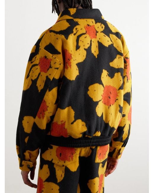 The Elder Statesman Yellow Senna Oversized Floral-print Wool And Cashmere-blend Bomber Jacket for men