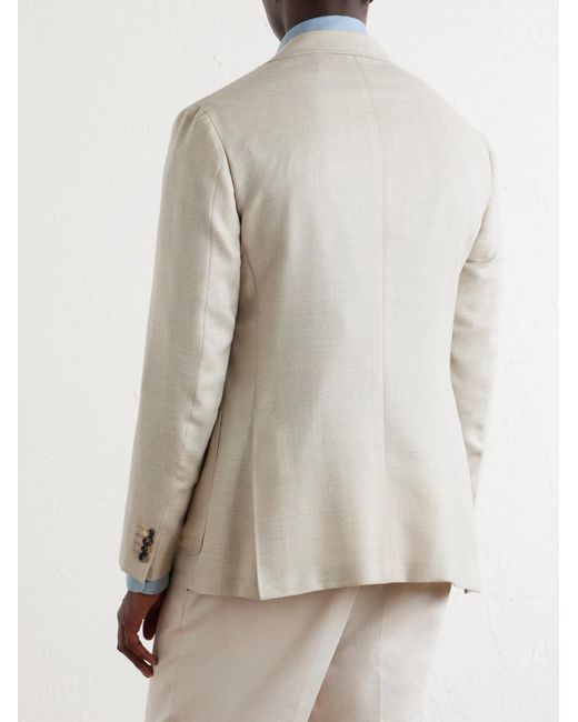 Canali Natural Kai Herringbone Wool, Linen And Silk-Blend Blazer for men