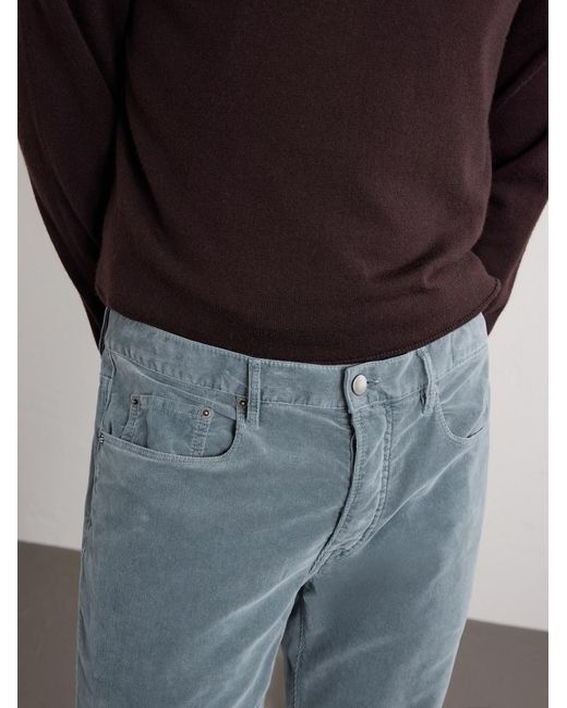 Massimo Alba Blue Alunga Straight-Leg Cotton-Velvet Five Pockets Trousers for men