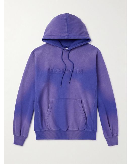 Thisisneverthat Purple Logo-embroidered Bleached Cotton-jersey Hoodie for men