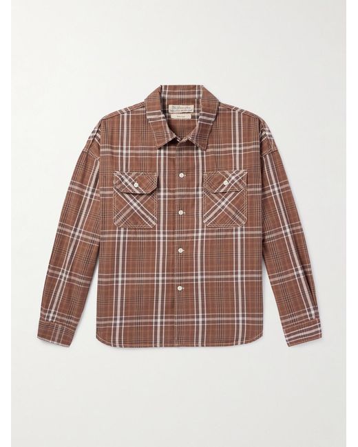 Remi Relief Brown Checked Cotton-Twill Shirt for men