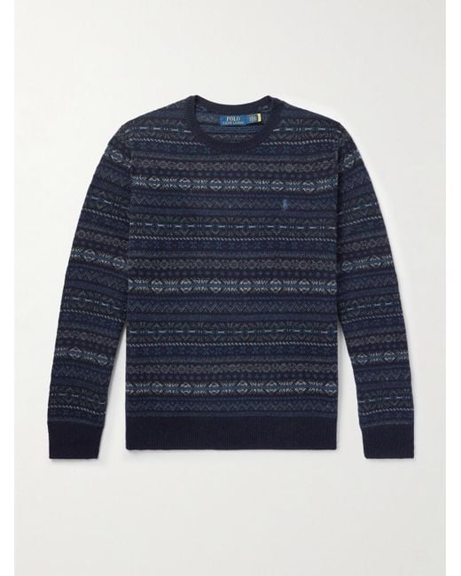 Polo Ralph Lauren Blue Fair Isle Wool Sweater for men