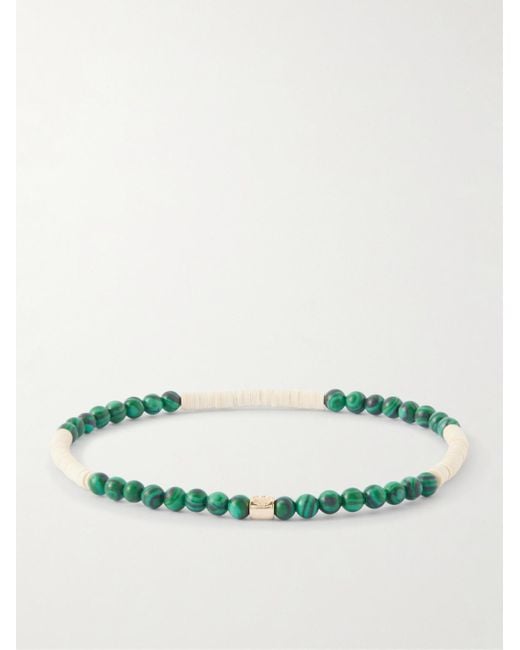 Luis Morais Green 14-Karat, Malachite And Onyx Beaded Bracelet for men