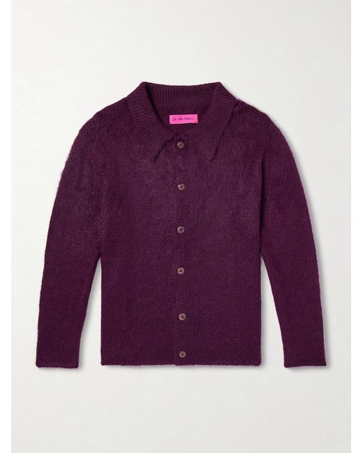 The Elder Statesman Purple Thistle Alpaca-blend Cardigan for men