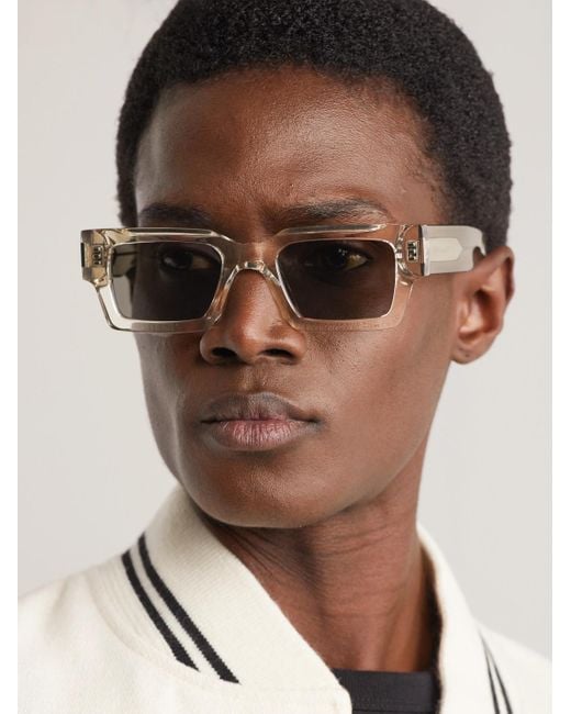 Saint Laurent Gray Rectangular-Frame Acetate Sunglasses for men