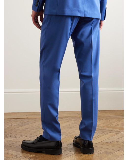 Theory Blue Lucas Ossendrijver Straight-Leg Stretch-Wool Suit Trousers for men