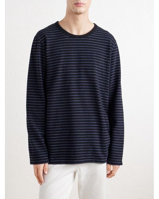 Folk Blue Striped Cotton T-shirt for men