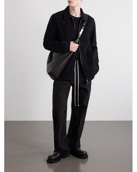 Rick Owens Black Gemini Leather Messenger Bag for men