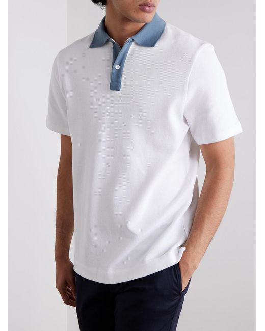 Mr P. White Clubhouse Cotton-Piqué Polo Shirt for men