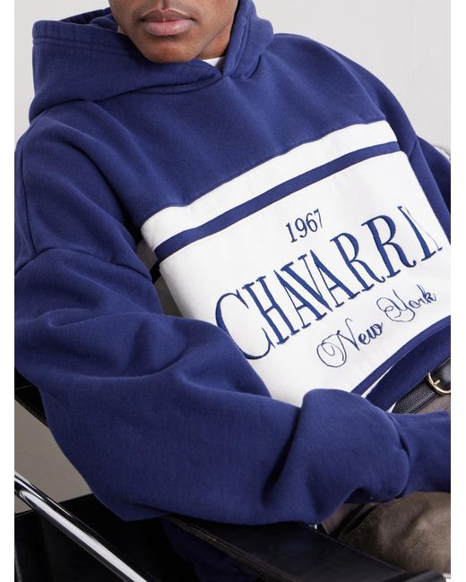 Willy Chavarria Blue Gilroy Logo-embroidered Cotton-jersey Hoodie for men