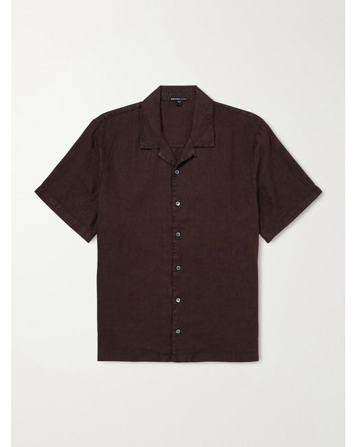 James Perse Brown Convertible-collar Linen Shirt for men