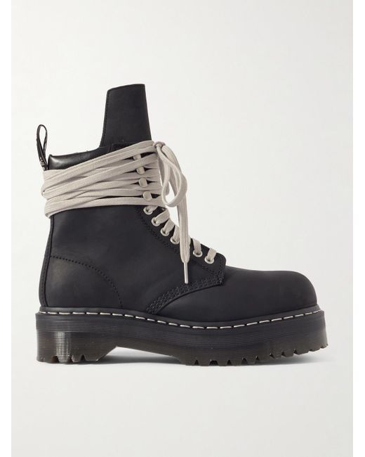 Rick Owens Dr Martens Quad Sole Steel Toe Leather Lace-up Boots in