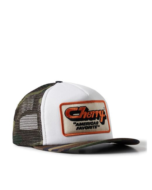 CHERRY LA White America's Favorite Logo-appliquéd Twill And Mesh Trucker Cap for men