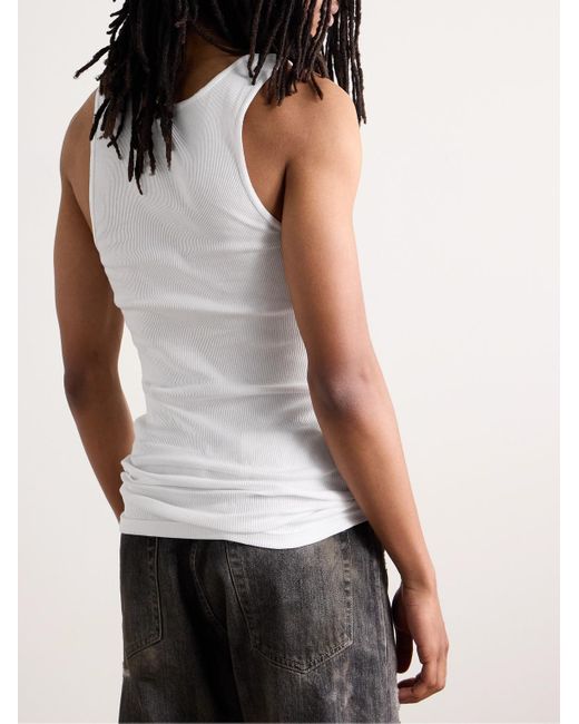 (w)taps White Three-pack Ribbed Cotton-jersey Tank Tops for men