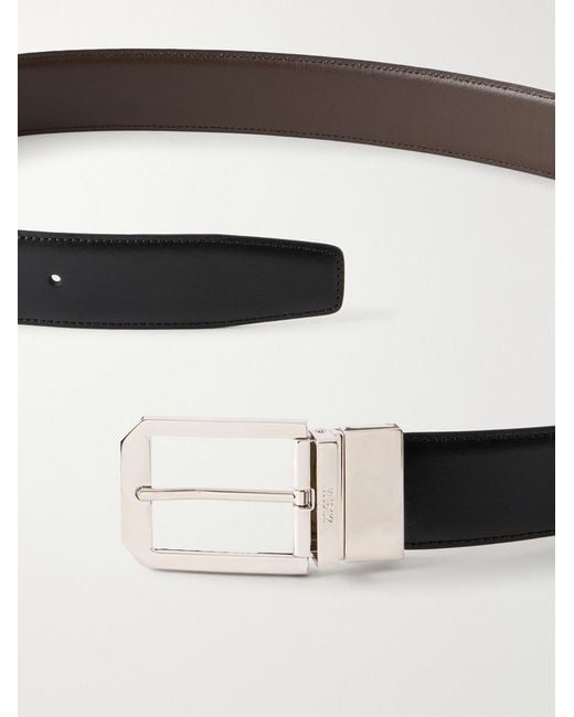 Zegna Black 3Cm Reversible Leather Belt for men
