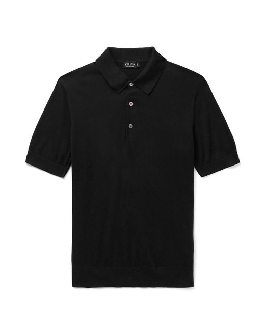 Zegna Black Slim-fit Cotton Polo Shirt for men