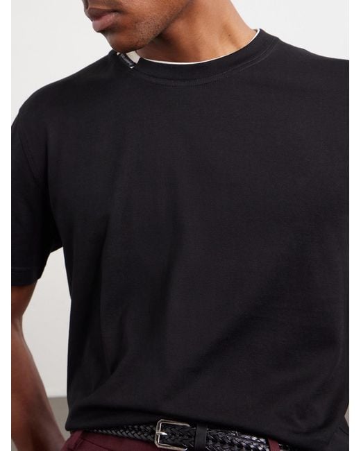 Dolce & Gabbana Black Logo-Appliquéd Cotton-Jersey T-Shirt for men