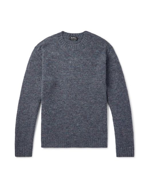 A.P.C. Blue Lucas Brushed Knitted Sweater for men