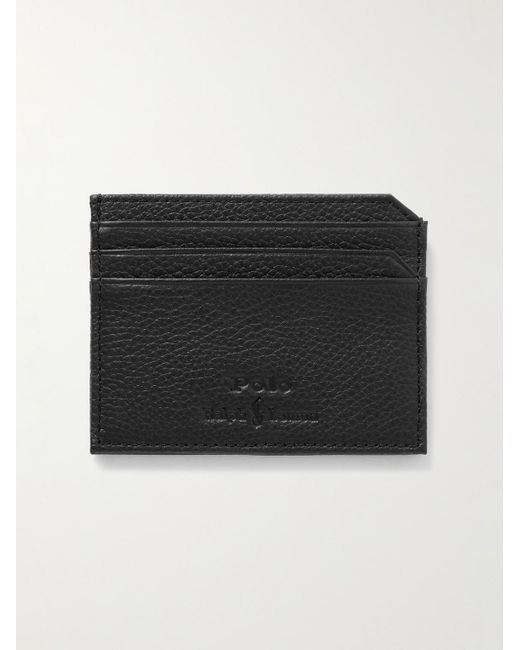 Polo Ralph Lauren Black Logo-debossed Full-grain Leather Cardholder for men