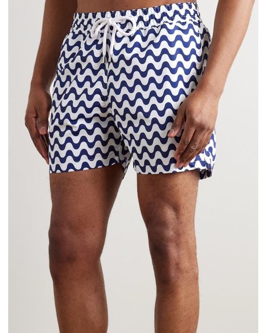 Frescobol Carioca Blue Copacabana Slim-fit Short-length Printed Swim Shorts for men