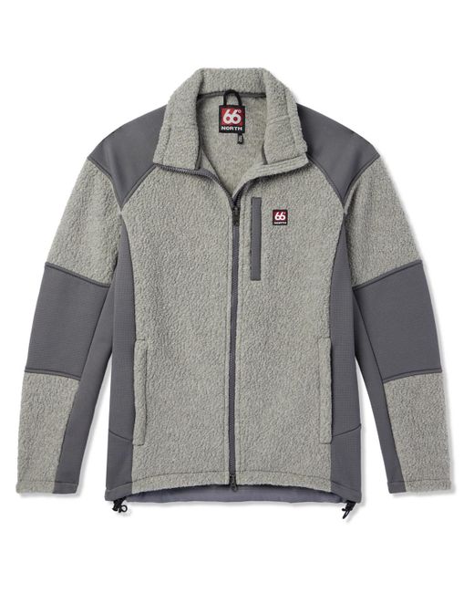 66 North Gray Tindur Logo-appliquéd Jersey-panelled Fleece Jacket for men