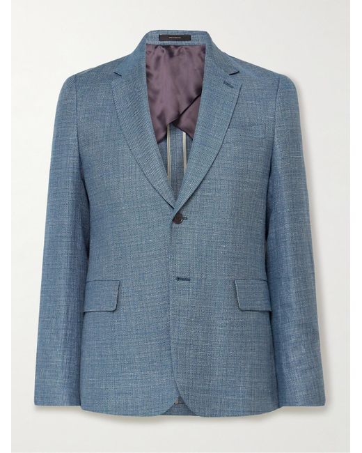 Paul Smith Blue Slim-fit Linen And Wool-blend Blazer for men
