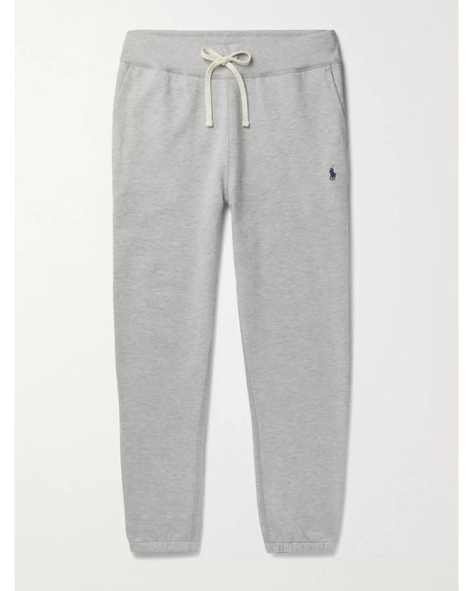 Pantaloni sportivi slim-fit in jersey di misto cotone felpato con logo  ricamato da Uomo di Polo Ralph Lauren in Grigio | Lyst