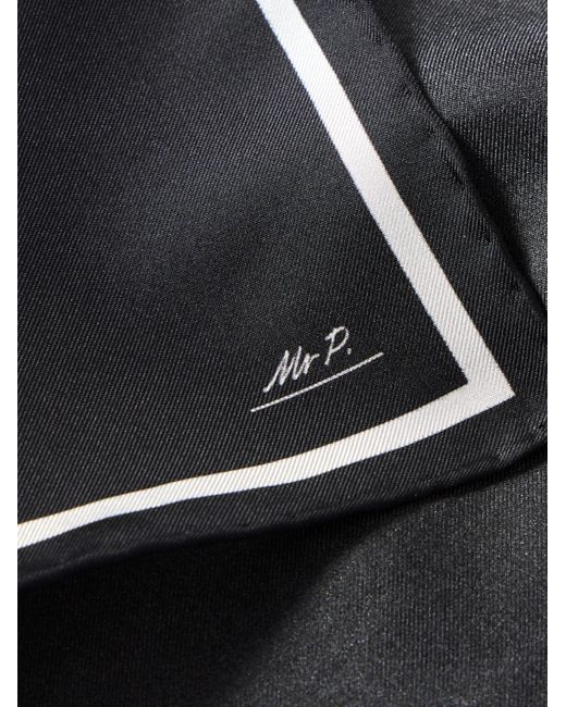 Mr P. Black Silk-Satin Pocket Square for men
