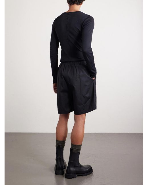 Rick Owens Black Straight-leg Cotton-blend Poplin Shorts for men