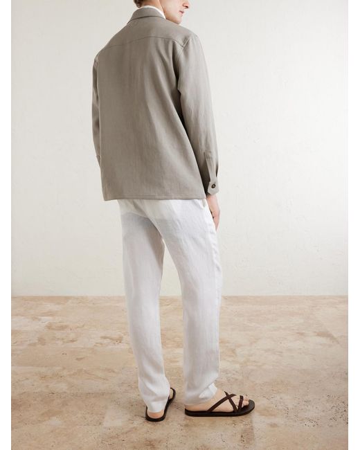 Canali Gray Linen Overshirt for men