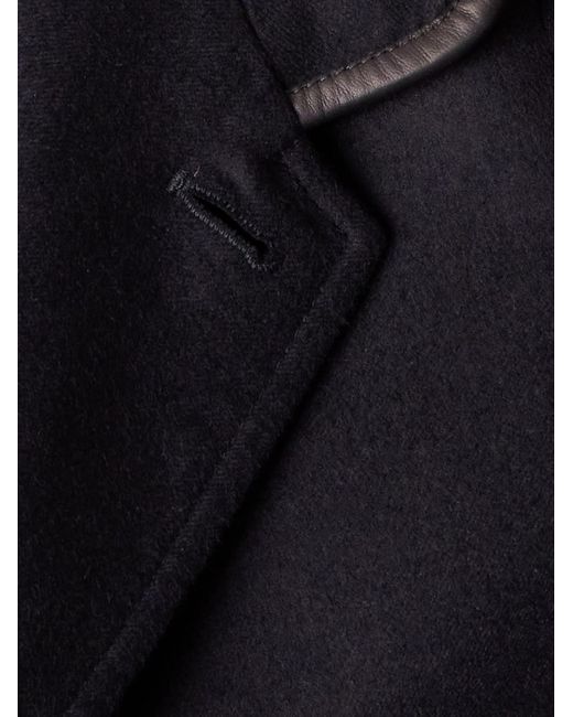 Loro Piana Blue Spagna Leather-trimmed Cashmere-felt Jacket for men