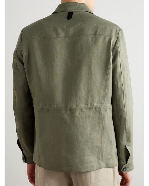 Canali Green Linen-Canvas Jacket for men