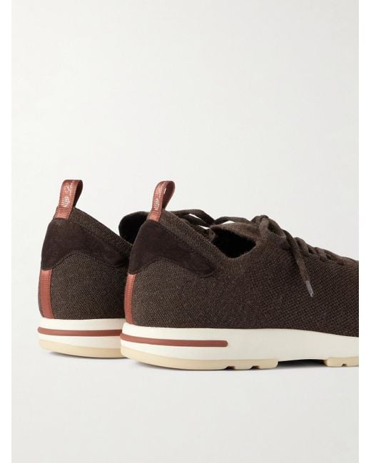 Loro Piana Brown 360 Flexy Walk Suede-Trimmed Knitted Wool Sneakers for men