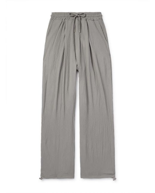 Frankie Shop Gray Eliott Tapered Pleated Textured Stretch-jersey Drawstring Trousers for men