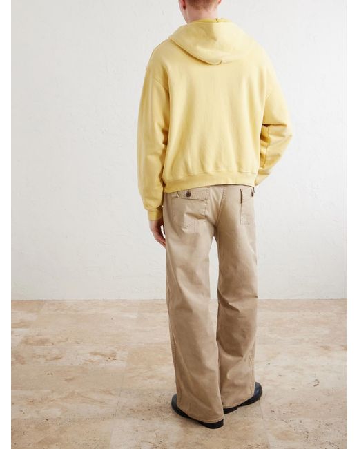 CHERRY LA Yellow Logo-Embroidered Paint-Splattered Cotton-Jersey Hoodie for men