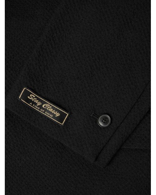 A Kind Of Guise Black Shinji Textured-Woven Suit Jacket for men