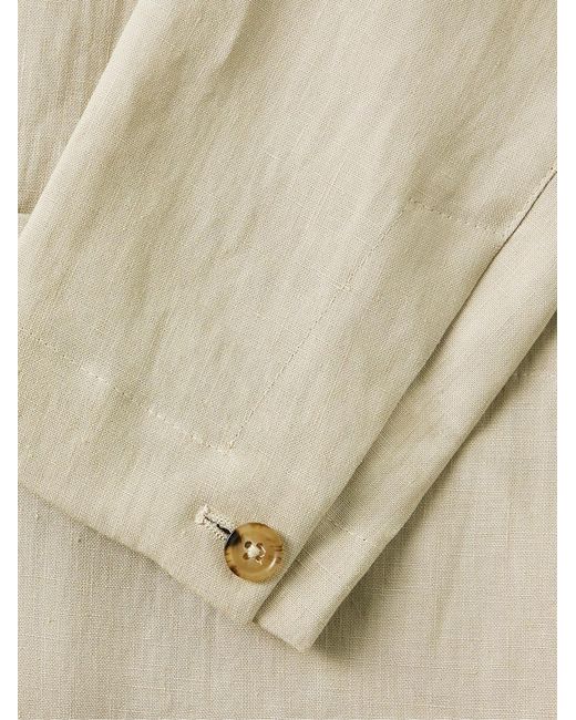 STÒFFA Natural Unstructured Double-Breasted Washed-Linen Blazer for men