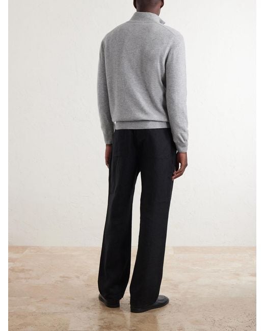 Altea Gray Virgin Wool Half-zip Sweater for men