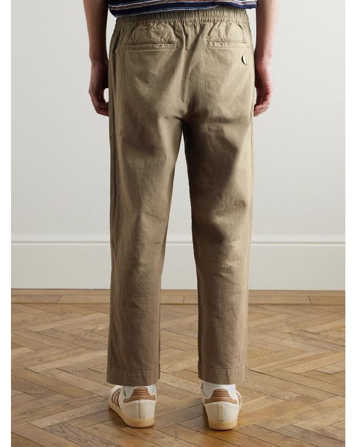 Folk Natural Drawcord Assembly Straight-Leg Linen And Cotton-Blend Canvas Trousers for men