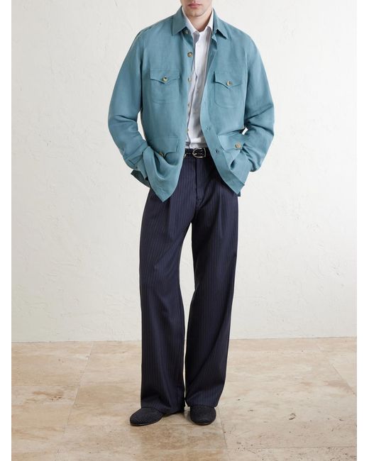Rubinacci Blue Safari Overshirt for men