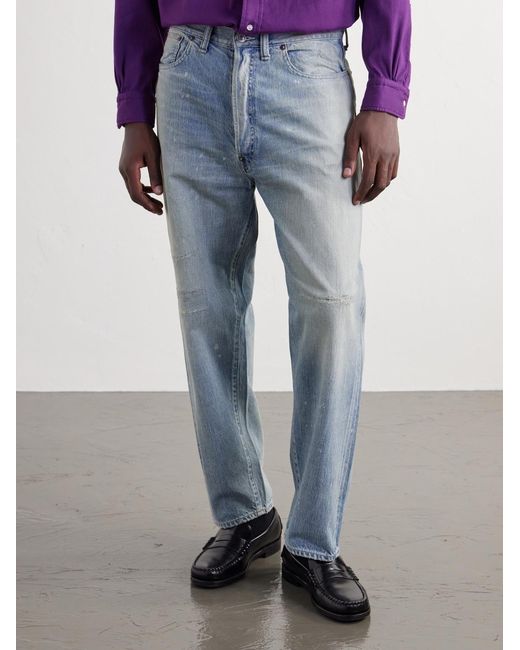 A.PRESSE Blue No. 37 Wide-leg Distressed Jeans for men