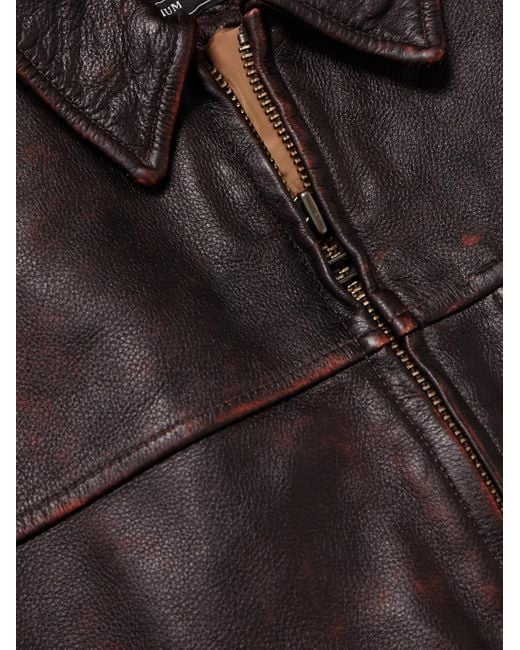 FRIZMWORKS Gray Distressed Leather Jacket for men