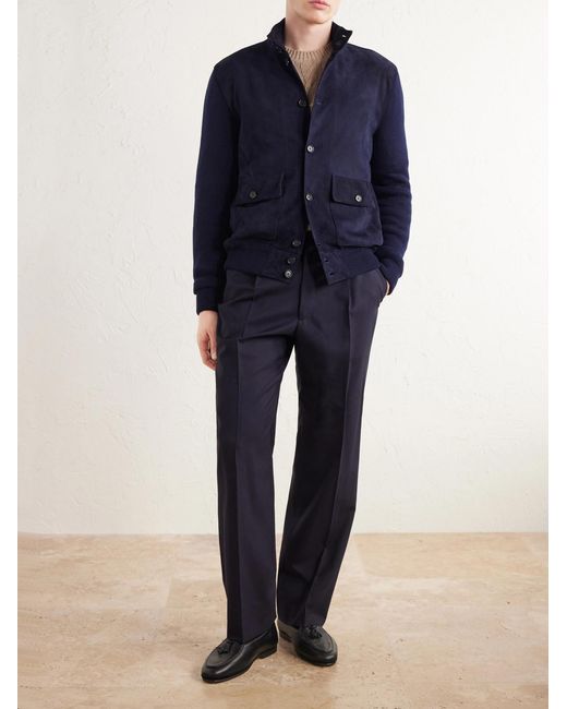 Ralph Lauren Blue Suede And Cashmere Jacket for men